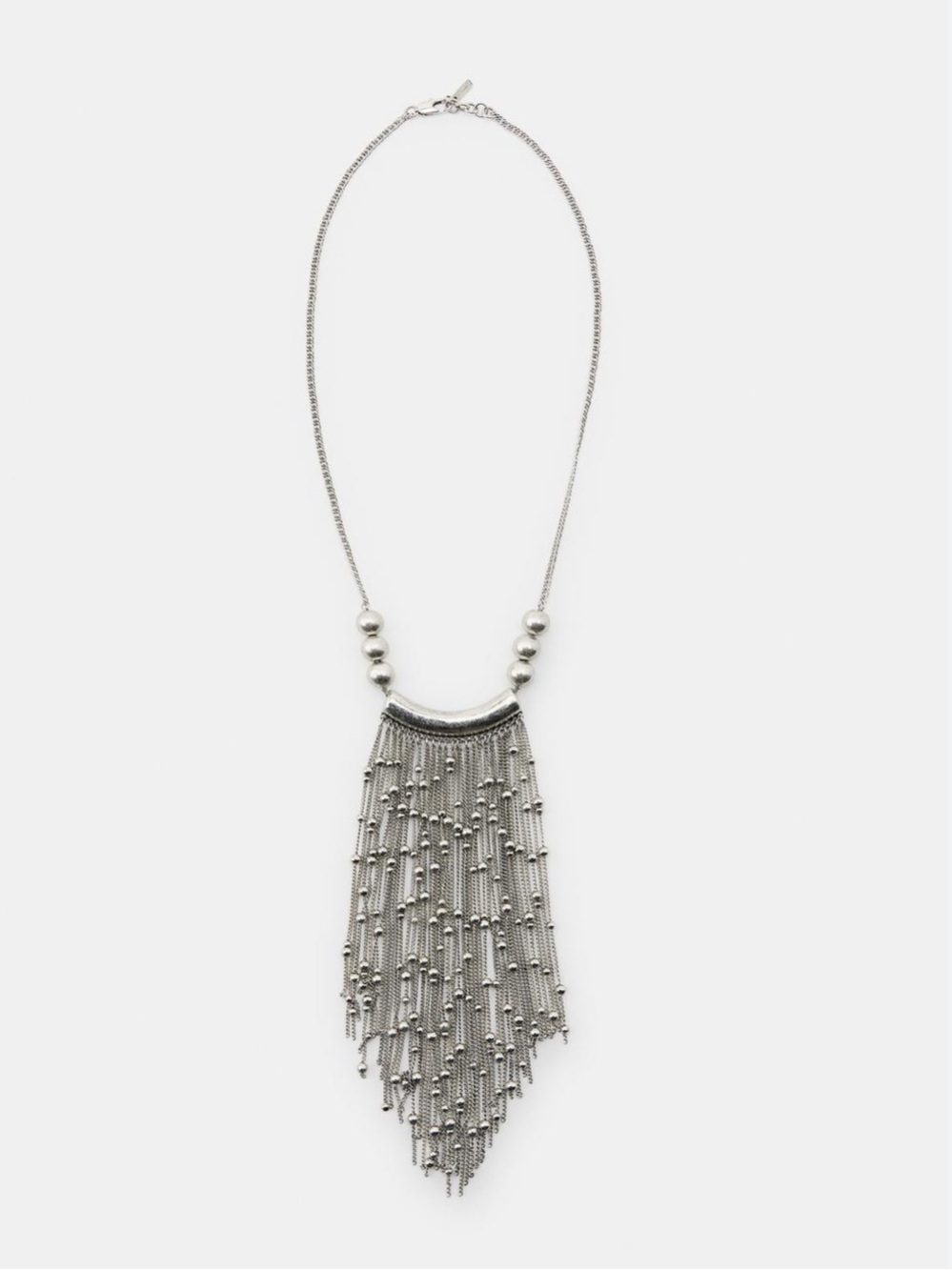 Zara NWT beaded and chain necklace silver 1856/310